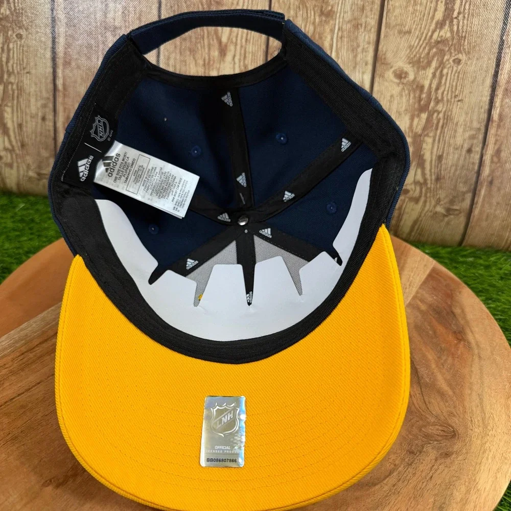 Adidas St. Louis Blues Hat Mens One Size Yellow Navy Blue Structured Adjustable